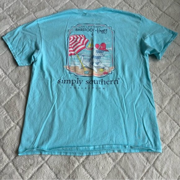 Simply Southern | Marine "Barefoot and Happy" T-shirt Tee | Size Extra Large - Picture 4 of 14